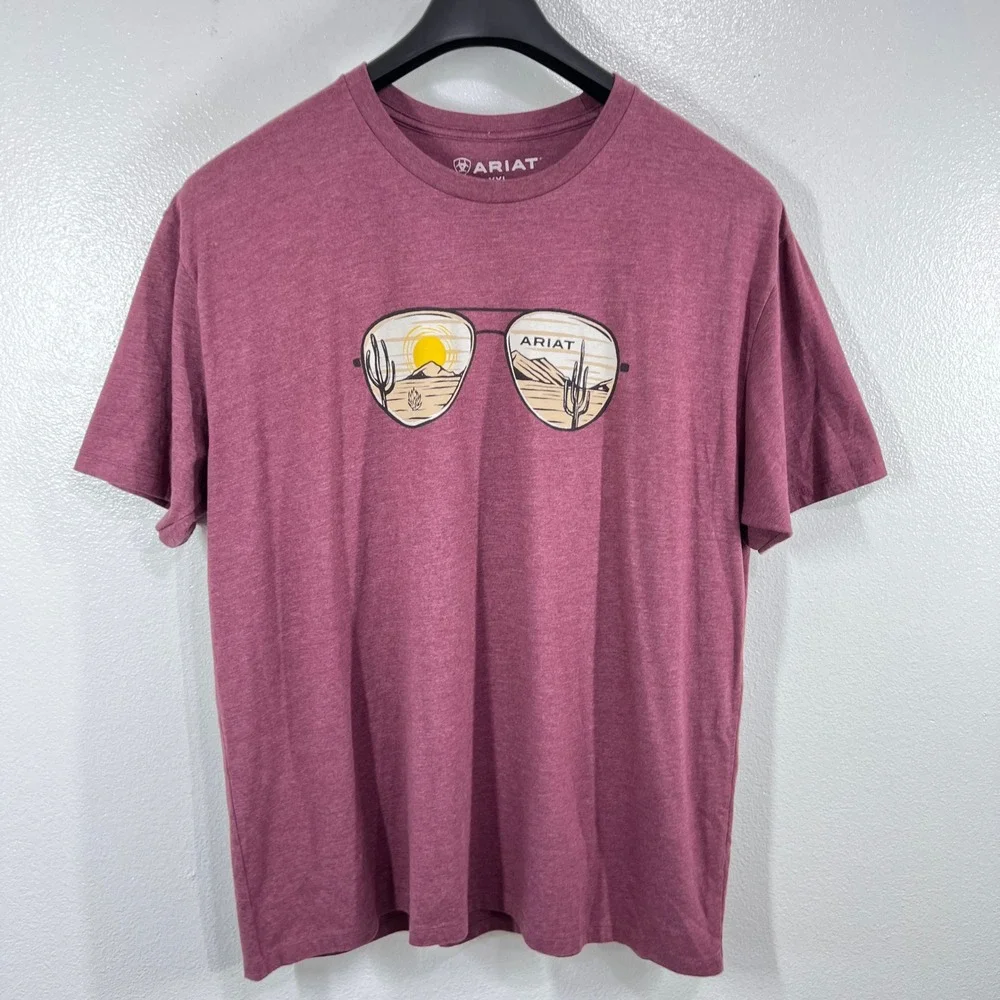 Ariat Graphic Tee XXL Red Heather Western Desert Sunglasses T-Shirt Cotton Blend